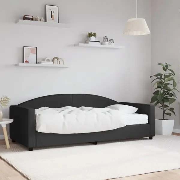 Gossi pat de zi cu saltea, negru, 90x190 cm, textil