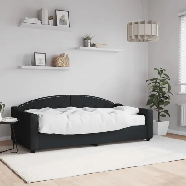 Gossi pat de zi cu saltea, negru, 90x190 cm, textil