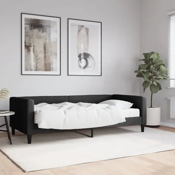 Gossi pat de zi cu saltea, negru, 90x200 cm, textil