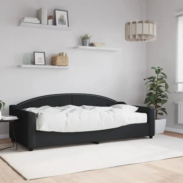 Gossi pat de zi cu saltea, negru, 90x200 cm, textil