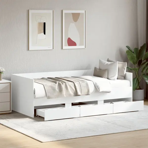 Gossi pat de zi cu sertare fara saltea, alb, 75x190 cm