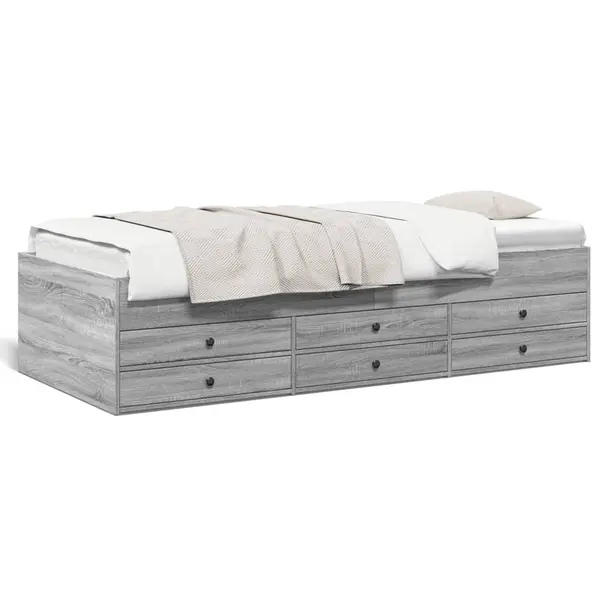 Gossi pat de zi cu sertare fara saltea, gri sonoma, 75x190 cm