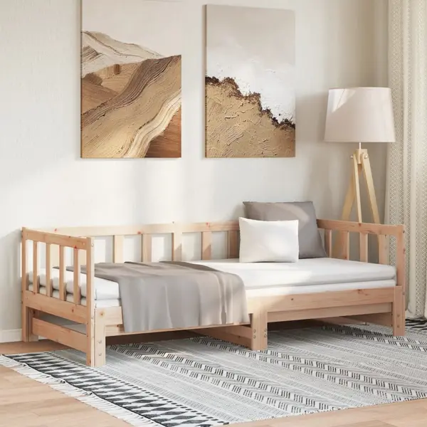 Gossi pat de zi extensibil, 2x(80x200) cm, lemn masiv de pin