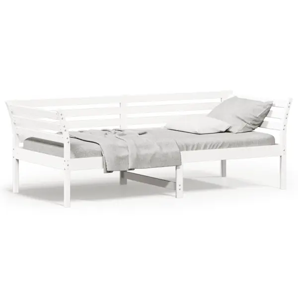 Gossi pat de zi fara saltea, alb, 80x200 cm, lemn masiv pin