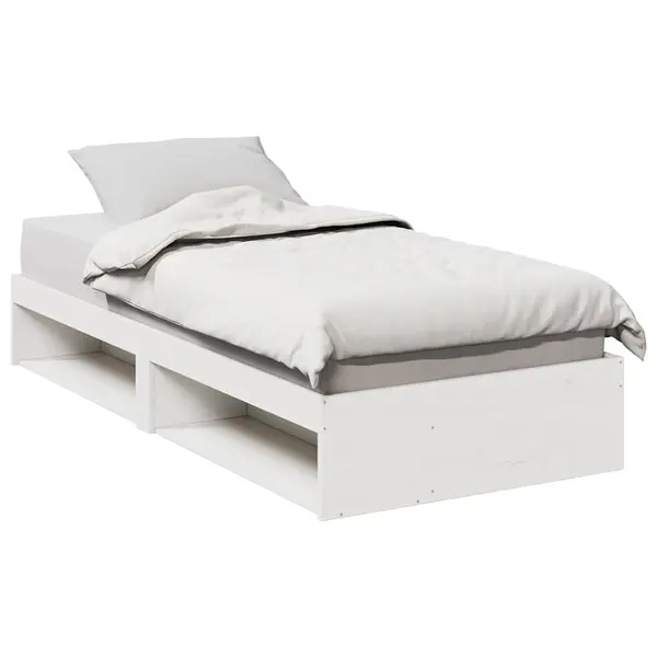 Gossi pat de zi fara saltea, alb, 90x190 cm, lemn masiv pin