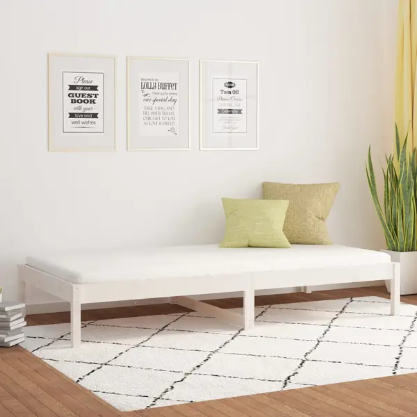 Gossi pat de zi fara saltea, alb, 90x200 cm, lemn masiv pin