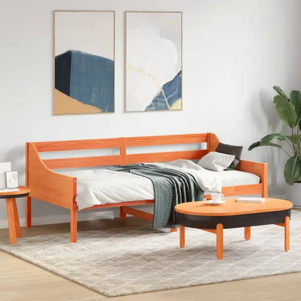 Gossi pat de zi fara saltea, maro ceruit, 90x190 cm, lemn masiv pin