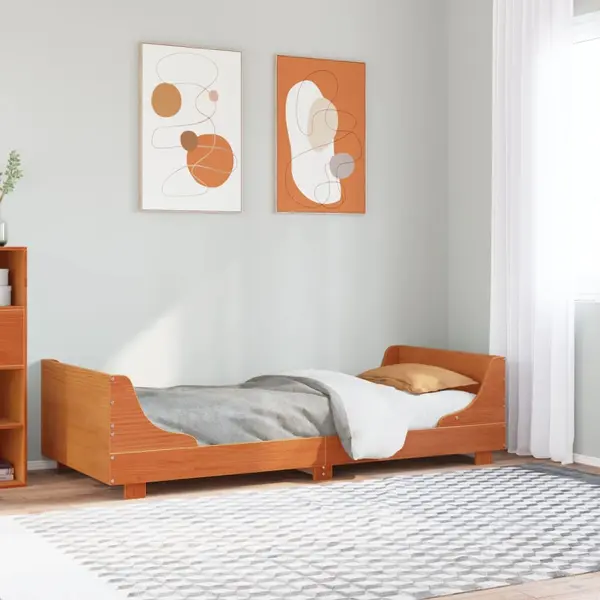 Gossi pat de zi fara saltea, maro ceruit, 90x200 cm, lemn masiv pin
