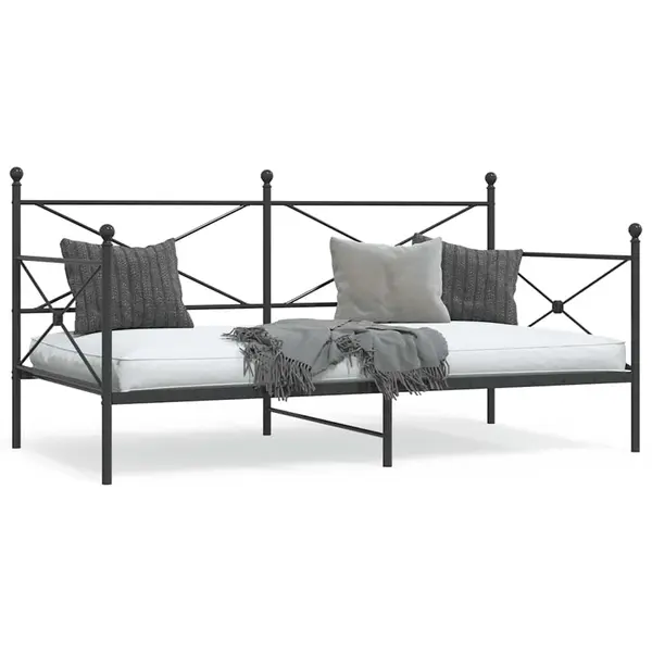 Gossi pat de zi fara saltea negru 100x190 cm otel