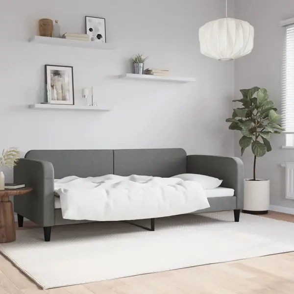 Gossi pat de zi, gri inchis, 90x200 cm, material textil