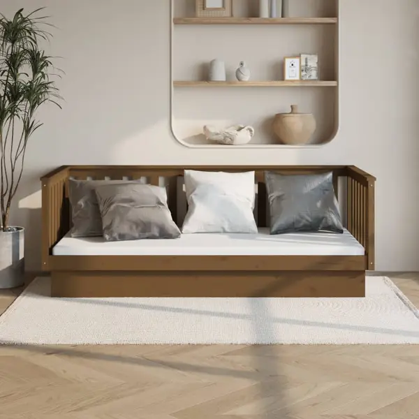Gossi pat de zi, maro miere, 80x200 cm, lemn masiv de pin