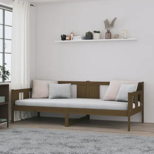 Gossi pat de zi, maro miere, 90x190 cm, lemn masiv de pin