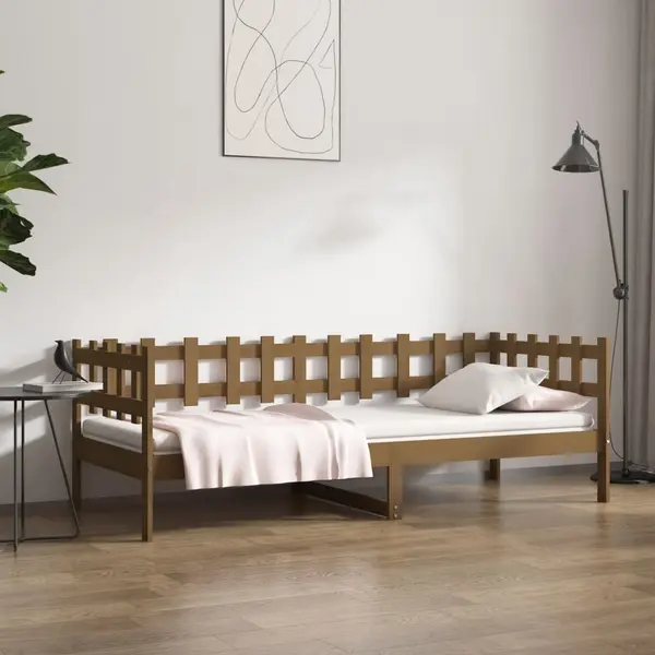 Gossi pat de zi, maro miere, 90x200 cm, lemn masiv de pin