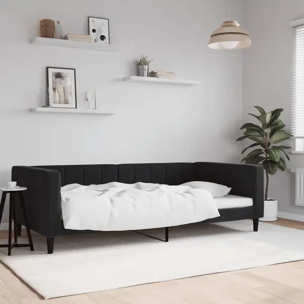 Gossi pat de zi, negru, 100x200 cm, catifea