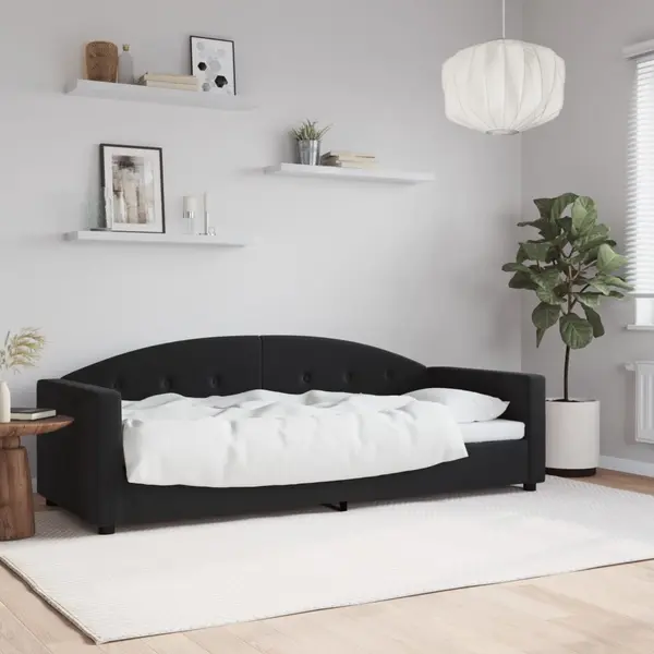 Gossi pat de zi, negru, 80x200 cm, catifea