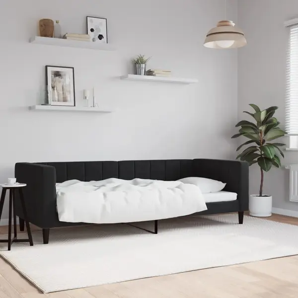 Gossi pat de zi, negru, 80x200 cm, catifea