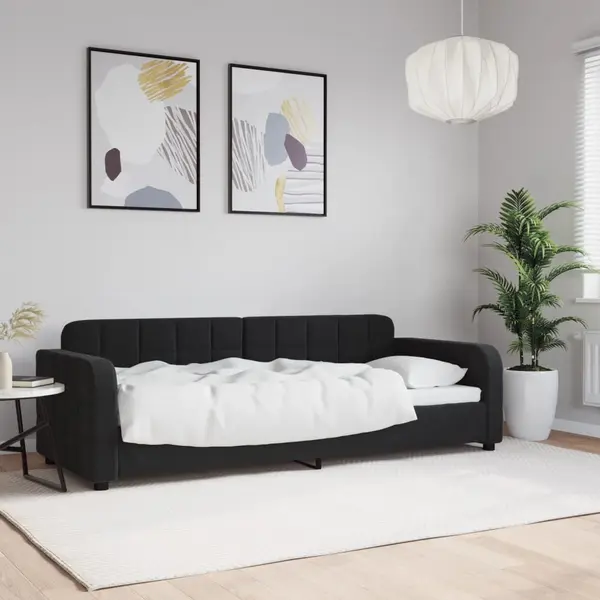 Gossi pat de zi, negru, 80x200 cm, catifea