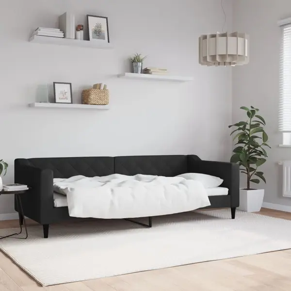 Gossi pat de zi, negru, 80x200 cm, material textil