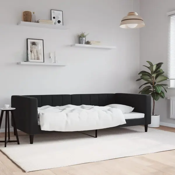Gossi pat de zi, negru, 90x200 cm, catifea