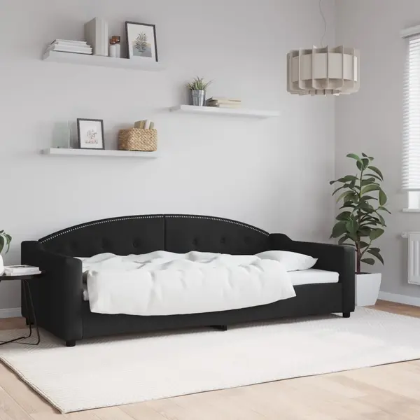 Gossi pat de zi, negru, 90x200 cm, material textil