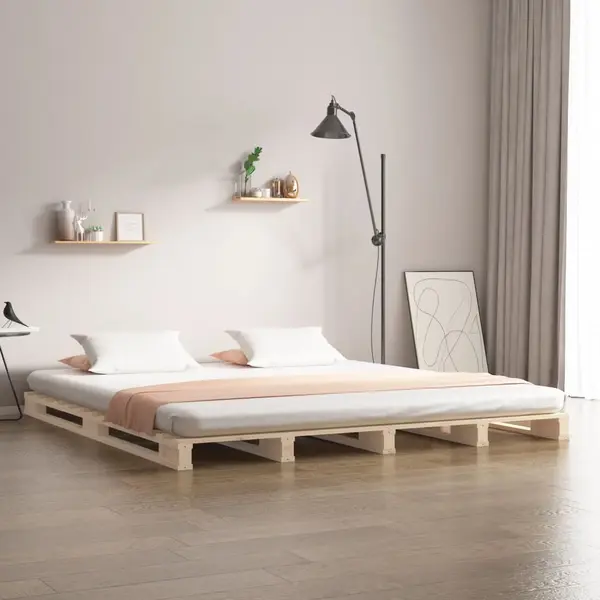 Gossi pat din paleti super king, 180x200 cm, lemn masiv de pin