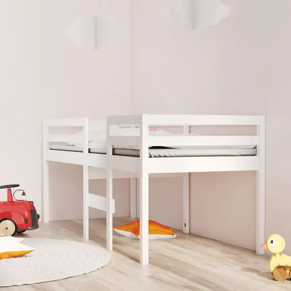 Gossi pat inalt de dormitor, alb, 90x200 cm, lemn masiv de pin