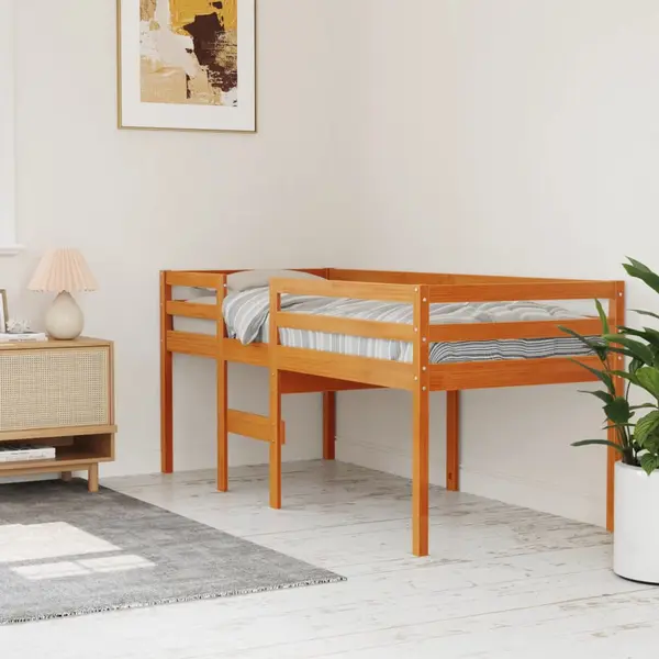Gossi pat inalt de dormitor, maro ceruit, 90x200 cm, lemn masiv pin