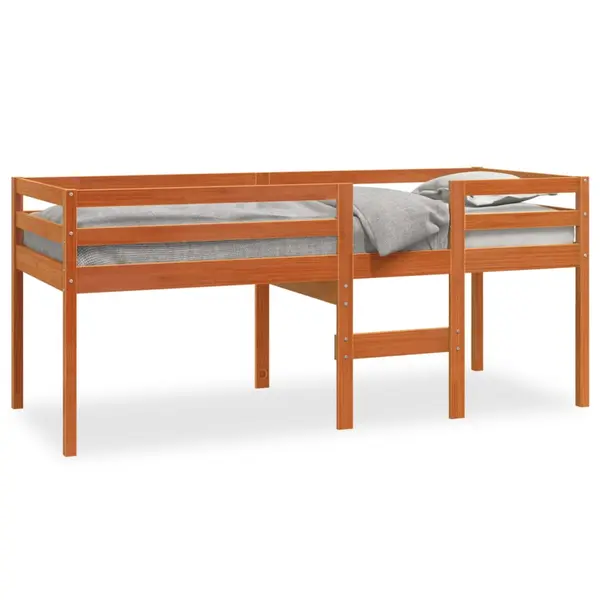 Gossi pat inalt de dormitor, maro ceruit, 90x200cm, lemn masiv de pin