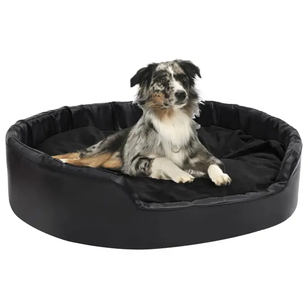 Gossi pat pentru caini, negru, 99x89x21 cm, plus/piele ecologica