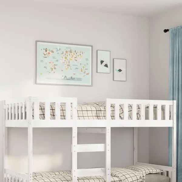 Gossi pat pentru copii fara saltea, alb, 90x190 cm, lemn masiv de pin
