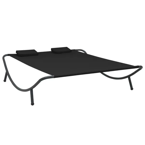 Gossi pat sezlong de exterior, negru, material textil