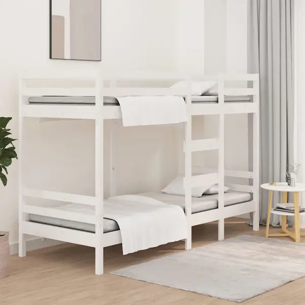 Gossi pat supraetajat, alb, 75x190 cm, lemn masiv de pin