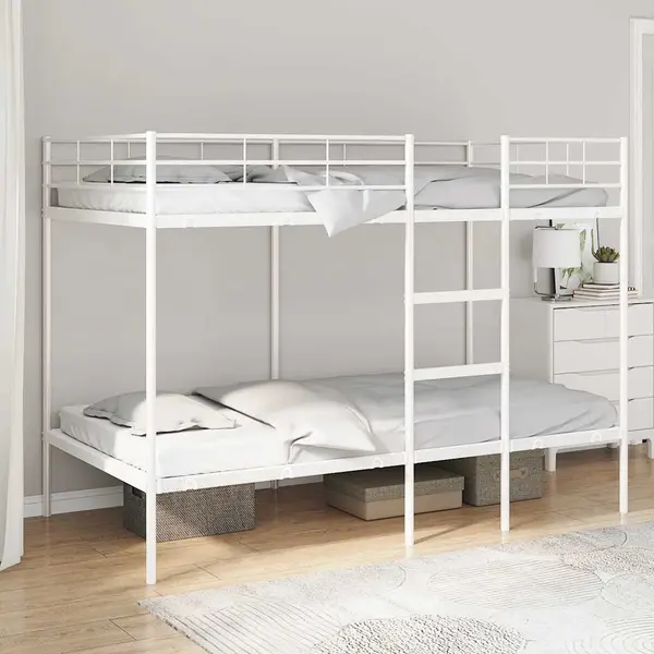 Gossi pat supraetajat fara saltea alb 100x200 cm otel