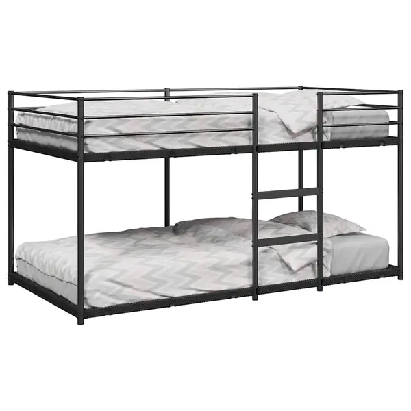 Gossi pat supraetajat fara saltea negru 100x200 cm otel