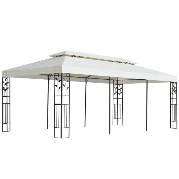 Gossi pavilion cu acoperis dublu, alb, 6x3 m, otel