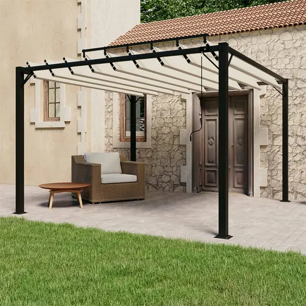 Gossi pavilion cu acoperis jaluzea, crem, 3x3 m, tesatura/aluminiu
