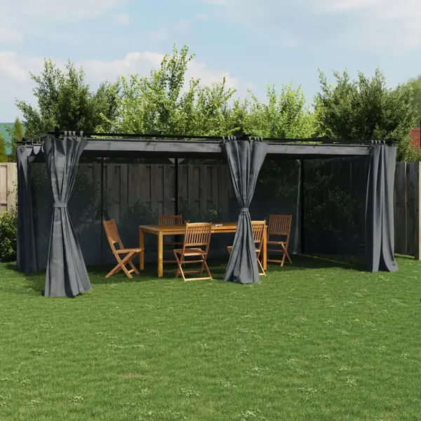 Gossi pavilion cu draperii, antracit, 6x3 m, otel