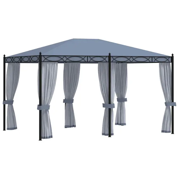 Gossi pavilion cu ecrane din plasa, antracit, 3 x 4 m, otel