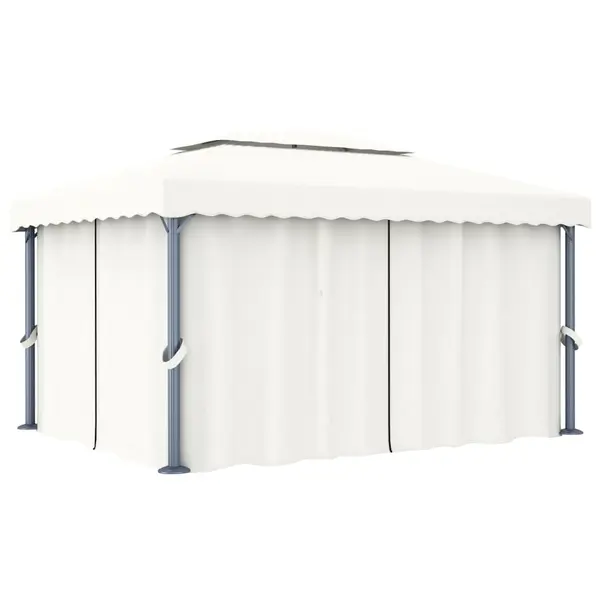 Gossi pavilion cu perdea, alb crem, 4 x 3 m, aluminiu