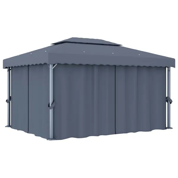 Gossi pavilion cu perdea, antracit, 4 x 3 m, aluminiu