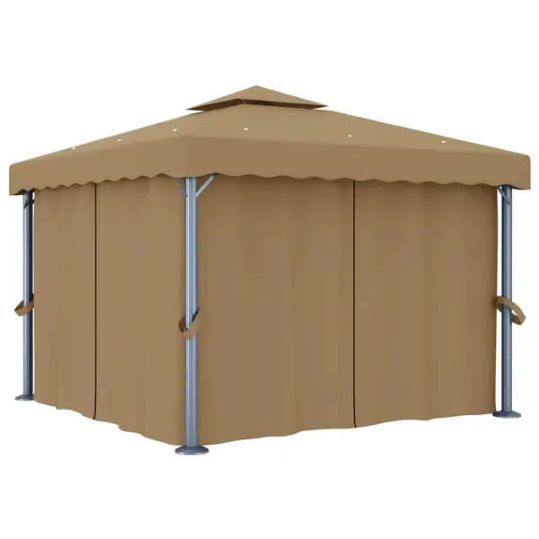 Gossi pavilion cu perdea, gri taupe, 3x3 m, aluminiu
