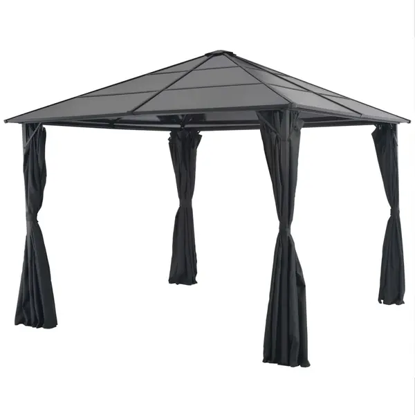 Gossi pavilion cu perdea, negru, 3 x 3 m, aluminiu