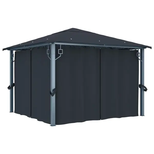 Gossi pavilion cu perdele, antracit, 300 x 300 cm, aluminiu