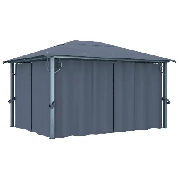 Gossi pavilion cu perdele, antracit, 400 x 300 cm, aluminiu