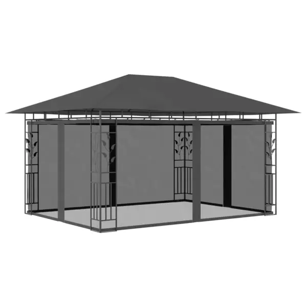 Gossi pavilion cu plasa anti-tantari, antracit, 4 x 3 x 2,73 m