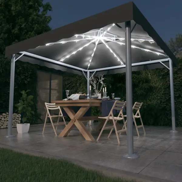 Gossi pavilion cu siruri de lumini led, antracit, 300x300cm aluminiu