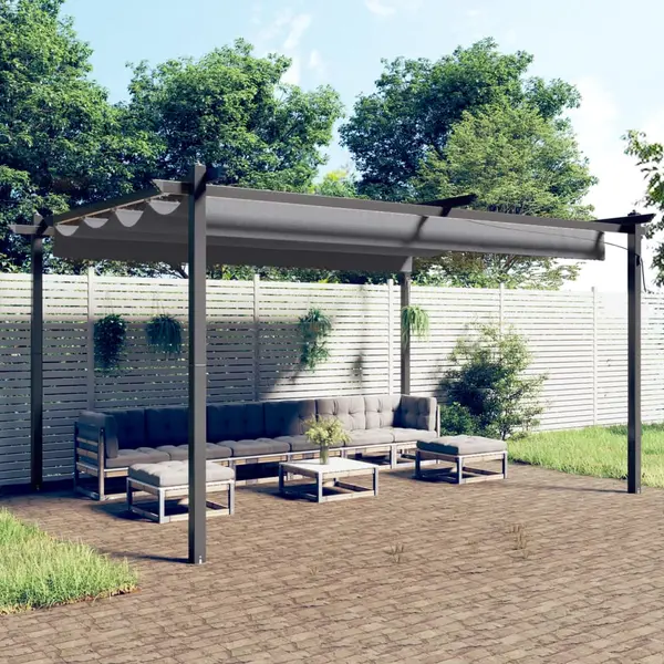 Gossi pavilion de gradina, acoperis retractabil, antracit, 4x3 m