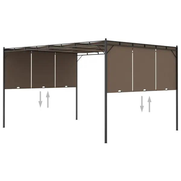 Gossi pavilion de gradina cu perdea laterala, gri taupe, 4x3x2,25 m