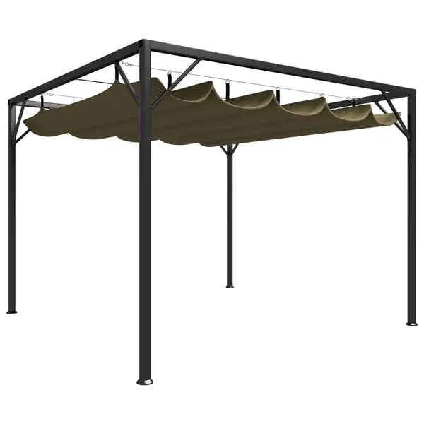 Gossi pavilion gradina, acoperis retractabil gri taupe 3x3 m 180 g/m2