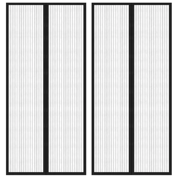 Gossi perdea de usa anti-insecte cu magnet, 2 buc., negru, 210x90 cm